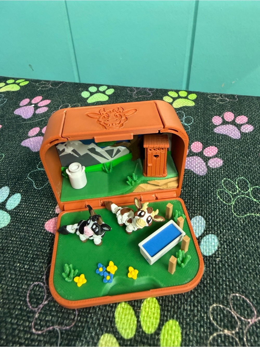 Miniature Farm Playset with Orange Carry Case - Small Pets